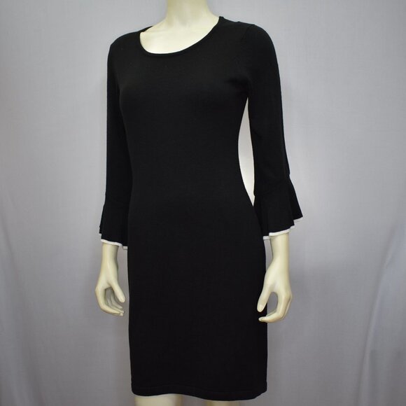 CALVIN KLEIN SHEATH BLACK‎ SWEATER DRESS SZ PET MD - Picture 3 of 11